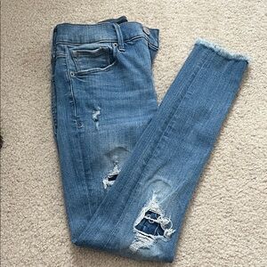 Express Light Blue Distressed Skinny Jeans